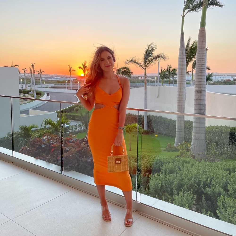 White fox orange dress